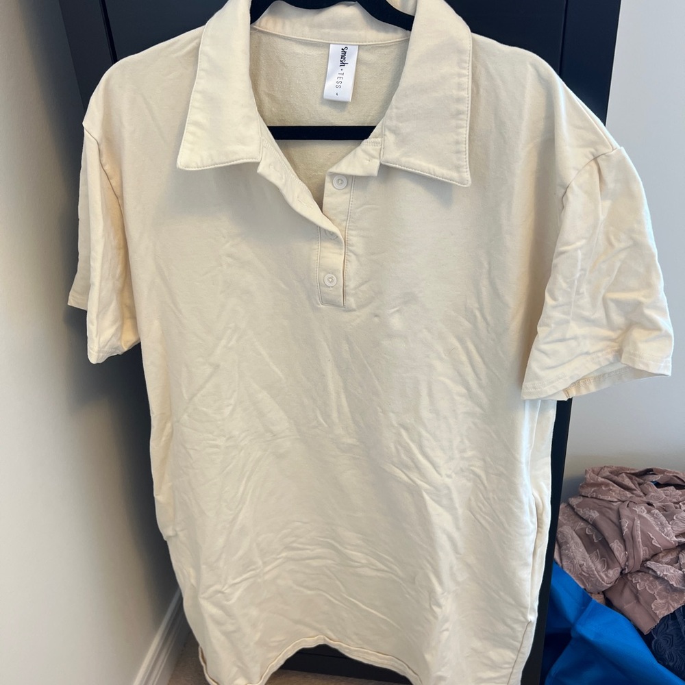 Cream Polo Shirt Dress